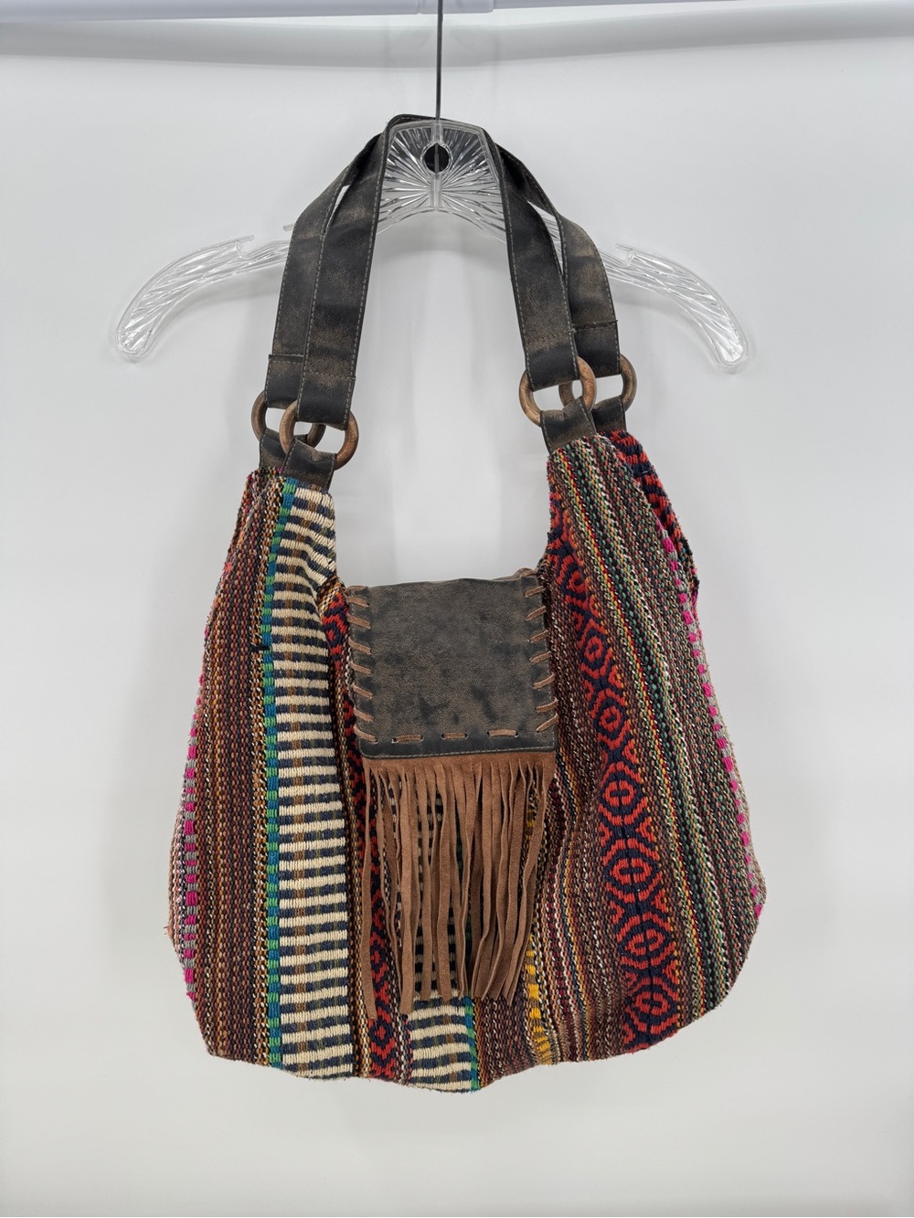 Tapestry Boho Bag Fringe Shoulder Multicolor Hippe Purse